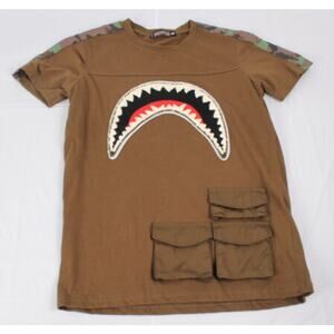 Hudson NYC Kids Tactical Shark Tee Size Medium Brown Camo Detail Pockets